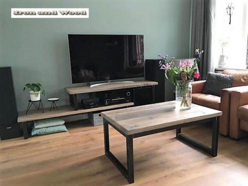 Oud eiken wagonplanken en stalen tv meubelen op maat, Huis en Inrichting, Kasten | Overige, Nieuw, Ophalen