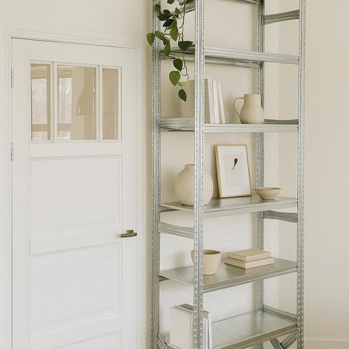 Sterke boekenkast, volledig metaal, Huis en Inrichting, Kasten | Boekenkasten, Nieuw, 200 cm of meer, 25 tot 50 cm, Met plank(en)