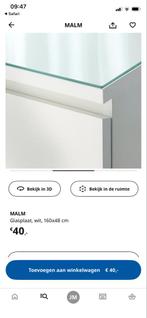 IKEA Malm Glasplaat 160x48 cm, Ophalen, Met plank(en), Gebruikt, 150 tot 200 cm