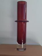 vintage Schott Zwiesel vaas glas rood cilinder vaas met ring, Ophalen of Verzenden