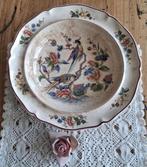 Antieke beboterde schaal met vogels, Rouen V & B.M., Antiek en Kunst, Ophalen of Verzenden