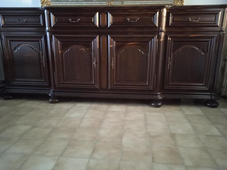 Klassiek dressoir massief hout zes leggers vier laden, Huis en Inrichting, Kasten | Dressoirs, Zo goed als nieuw, 200 cm of meer