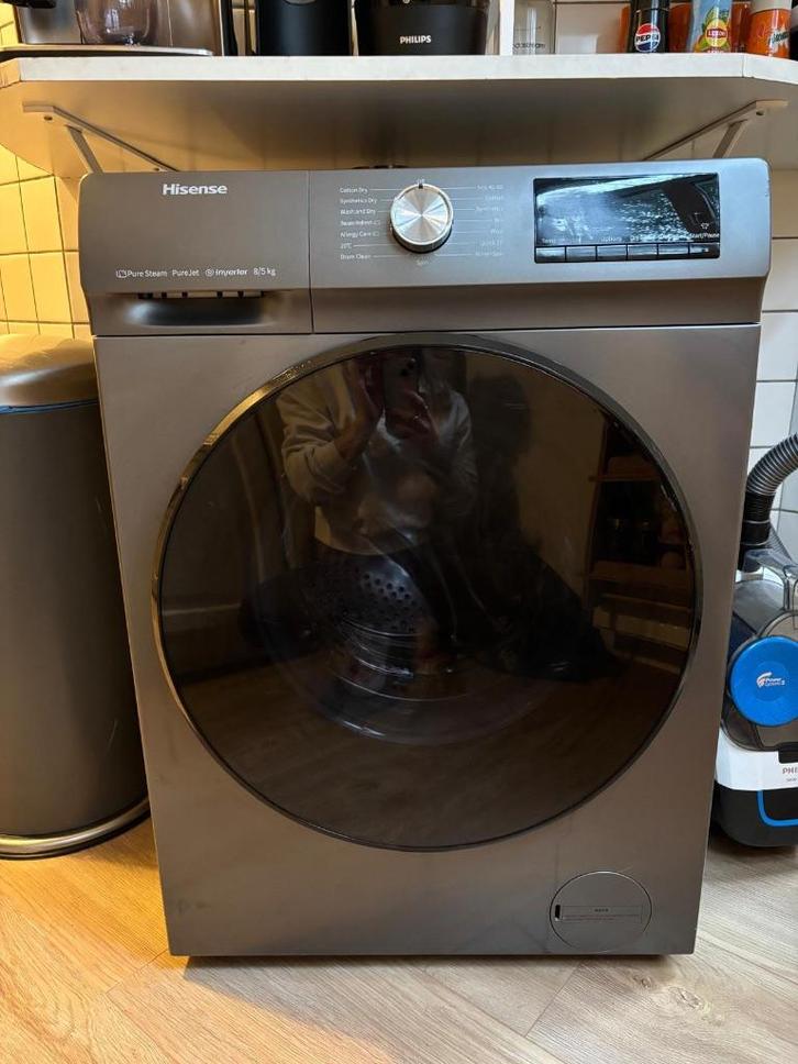 Grijze wasdroger Hisense, Witgoed en Apparatuur, Wasdrogers, Gebruikt, Luchtafvoer, Voorlader, 8 tot 10 kg, 85 tot 90 cm, Ophalen
