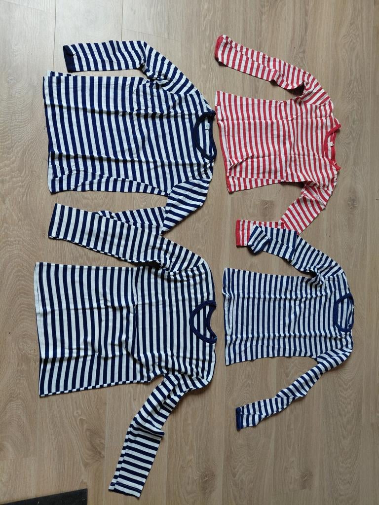 4x Gestreept T-shirt - Carnaval/Verkleedkleding, Ophalen of Verzenden, Gebruikt, Onbekend, Jongen of Meisje