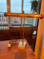 HECA messing art deco notaris lamp / bureaulamp / pianolamp, Minder dan 50 cm, Gebruikt, Ophalen of Verzenden, Metaal