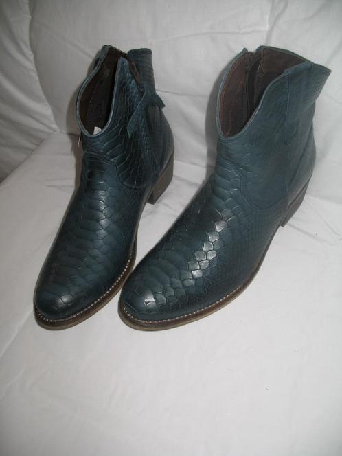 Croco Leren Western Enkel Laarzen Mt 39 Aqua Blauw, Kleding | Dames, Schoenen, Nieuw, Lage of Enkellaarzen, Blauw, Ophalen of Verzenden