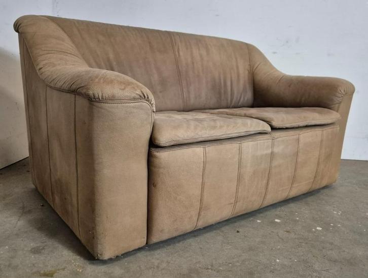 Jaren 70 lederen bank, Huis en Inrichting, Banken | Sofa's en Chaises Longues, Gebruikt, Tweepersoons, 150 tot 200 cm, 75 tot 100 cm