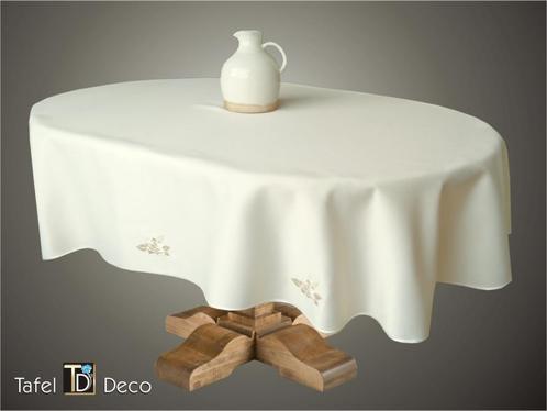 Tafelkleed rond, geborduurd, ecru 160 cm, Huis en Inrichting, Tafelkleden, Nieuw, Rond, Binnen, Verzenden