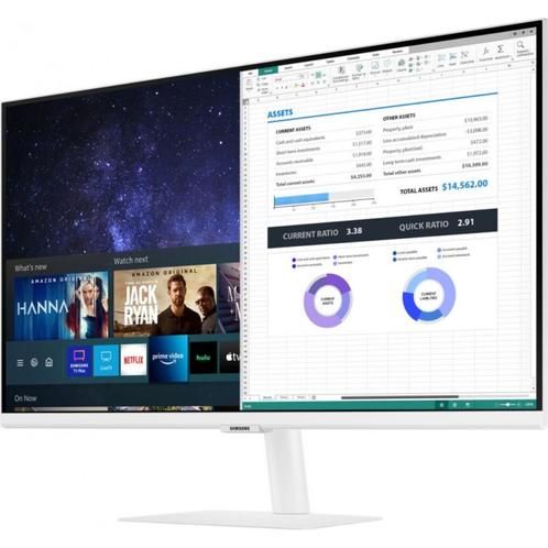 Witte 27" Samsung Smart monitor met WiFi en Bluetooth-2xHDMI, Computers en Software, Monitoren, Zo goed als nieuw, 60 Hz of minder