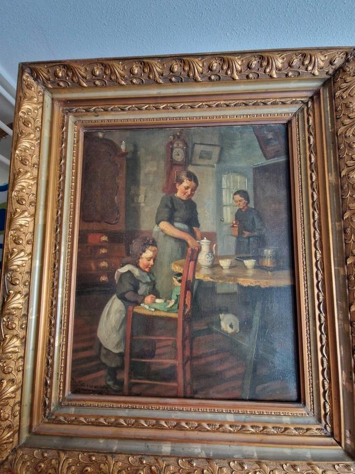 Sterre de Jong - Interieur met Kind, Antiek en Kunst, Kunst | Schilderijen | Klassiek, Ophalen