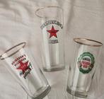 3 oude Heineken bierglazen bierglas glas vintage jaren 60, Ophalen of Verzenden, Zo goed als nieuw, Glas of Glazen, Heineken