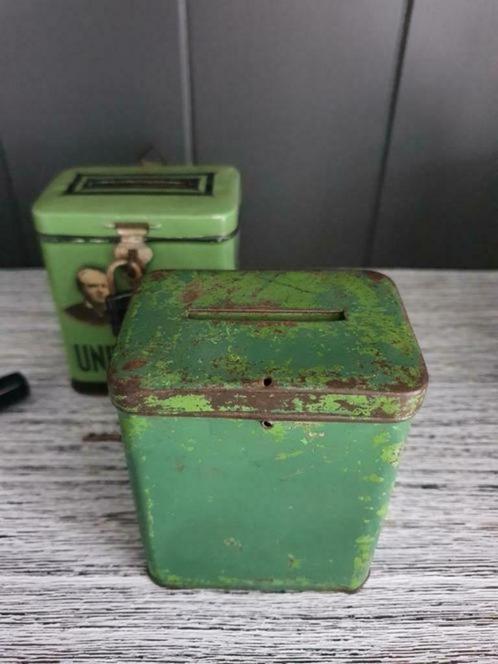 Zeldzame collectebus Marine Sanatoriumfonds Rechthoekig €19, Verzamelen, Spaarpotten, Gebruikt, Overige thema's, Metaal of Blik