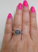 Zilveren Pandora ring met grijze maansteen maat 18 nr.195, Verzenden, Zo goed als nieuw, 17 tot 18, Dame