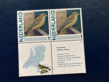 Persoonlijke zegel vogels Groenling paartje met middenstuk beschikbaar voor biedingen