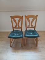 2 Houten Eetkamerstoelen, Huis en Inrichting, Stoelen, Ophalen, Gebruikt, Bruin, Vier