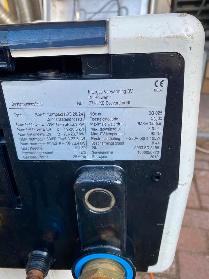 Intergas Kombi Kompakt HRE 28/24 CV Ketel, Doe-het-zelf en Verbouw, Geisers en Boilers, Gebruikt, Boiler, Aardgas, Minder dan 20 liter