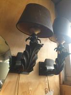 Gietijzer wandlamp 2x acanthus blad plant bloem, Ophalen of Verzenden, Zo goed als nieuw, Metaal