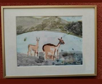 KUIT,MOUISSI,Lama,Impala,bruin,natuur,glas,lijst,bos,dier beschikbaar voor biedingen