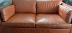 Cognac leren 2-zitsbank met losse kussens, Ophalen, Gebruikt, 150 tot 200 cm, Tweepersoons