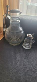 Vintage Glazen Karaffen met Tinnen Deksel, Ophalen