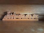 Houten puzzel trein stoomtrein met  3 wagons, Treinen, stoomtrein,treinpuzzel, 1:144 of kleiner, Ophalen of Verzenden, Zo goed als nieuw