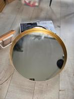 Gouden Spiegel 48 cm met Witte Achterkant, Ophalen, Minder dan 50 cm, Rond, Zo goed als nieuw
