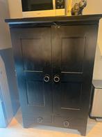Zwarte Kast met Deuren en Lades, Ophalen, Gebruikt, 100 tot 150 cm, Met lade(s)