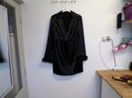 Zwart satijn tuniek Shein met bontje mouw 3XL -  44/46, Kleding | Dames, Grote Maten, Ophalen of Verzenden, Zo goed als nieuw
