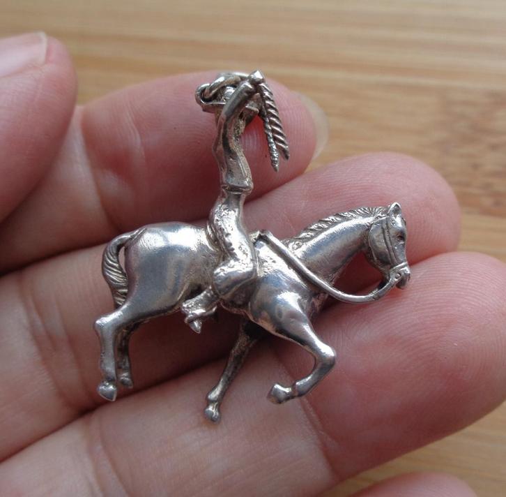 zilveren antieke hanger horlogeketting [886], Sieraden, Tassen en Uiterlijk, Antieke sieraden, Hanger, Zilver, Verzenden