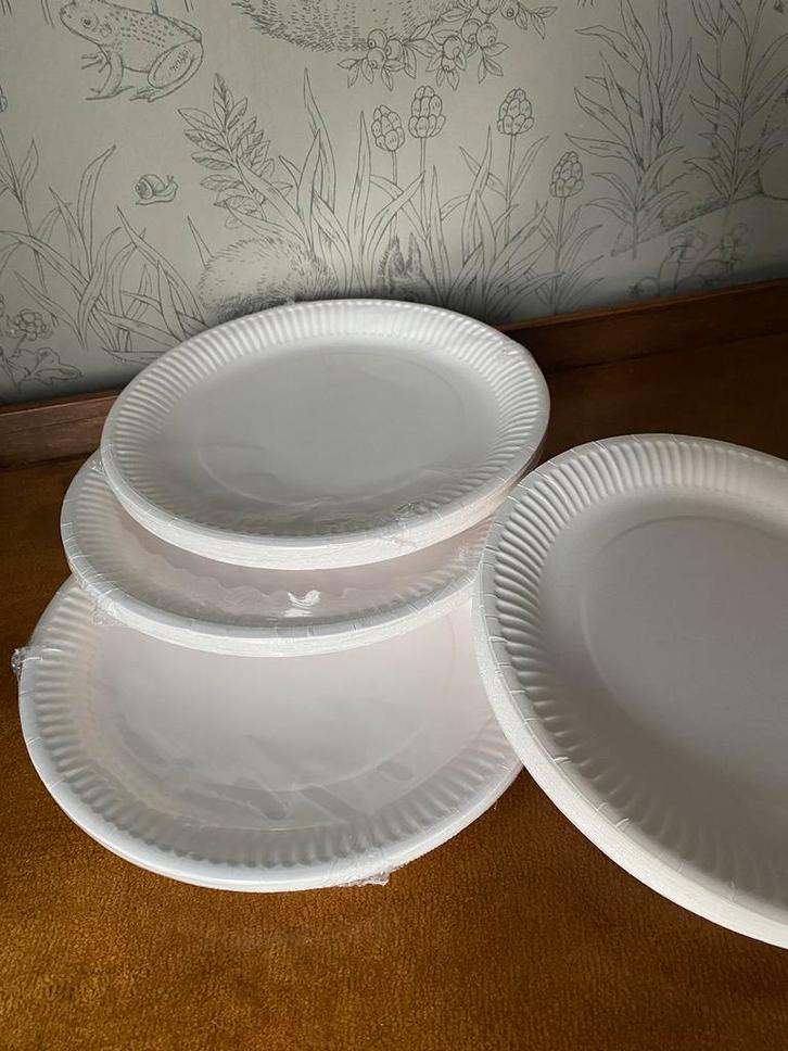 Bruiloft: 4x20 kartonnen borden, Huis en Inrichting, Keuken | Servies, Zo goed als nieuw, Overige stijlen, Glas, Ophalen of Verzenden