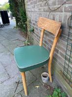 Vintage Stoel met Groene Zitting, Huis en Inrichting, Stoelen, Ophalen, Gebruikt, Overige kleuren, Eén