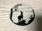 Vintage glasplaat met hert en eekhoorn voor silhouette lamp, Verzamelen, Ophalen of Verzenden, Huis en Inrichting