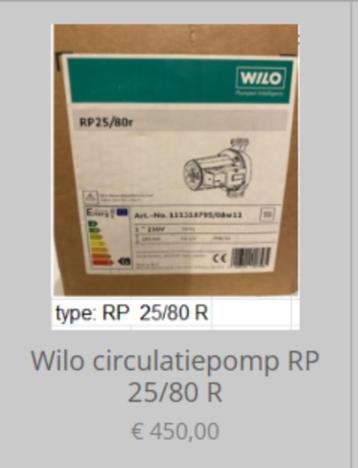 Wilo circulatiepomp RP 25/80 R beschikbaar voor biedingen
