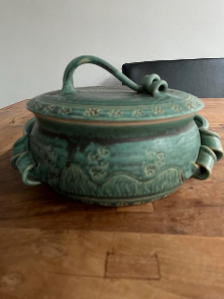 Groene aardewerk pot met deksel Bob Brehmer, Antiek en Kunst, Antiek | Keramiek en Aardewerk, Ophalen of Verzenden