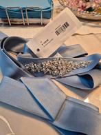 Elegante blauwe tailleriem met strass, Overige kleuren, 3 tot 5 cm, Echt leder, Tailleriem