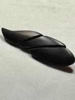 Vintage Houten Broche - Zwart Donker, Sieraden, Tassen en Uiterlijk, Broches, Overige materialen, Gebruikt, Zwart, Ophalen of Verzenden