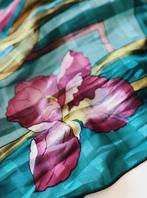 VINTAGE SJAALTJE | PETROL MET ROZE BLOEMEN, Maat 38/40 (M), -, -, Ophalen of Verzenden