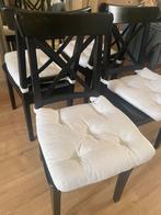 Wooden INGOLF chairs ikea with pillows, Huis en Inrichting, Stoelen, Ophalen, Gebruikt, Barn, Zwart