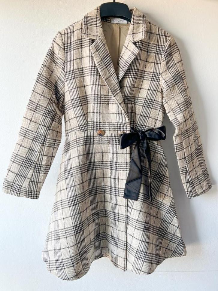 Geruite jurk Chicwish, maat XS, Kleding | Dames, Jurken, Nieuw, Maat 34 (XS) of kleiner, Beige, Boven de knie, Verzenden