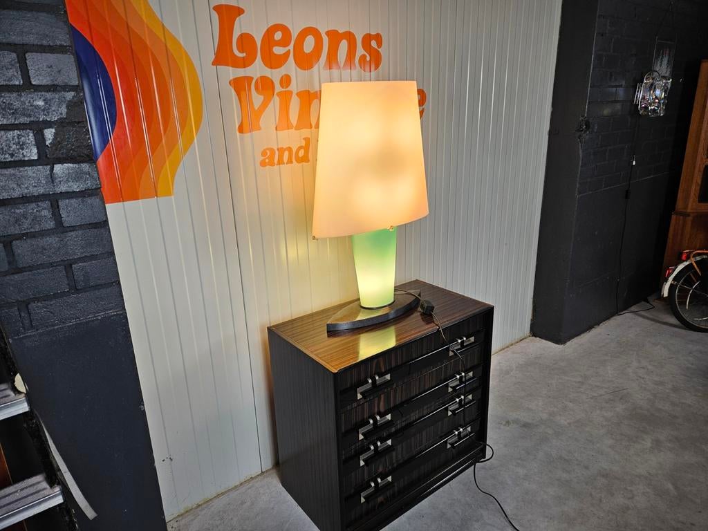 Fontana Arte tafellamp XL glas, Huis en Inrichting, Lampen | Tafellampen, Gebruikt, 75 cm of meer, Glas, Metaal, Ophalen of Verzenden