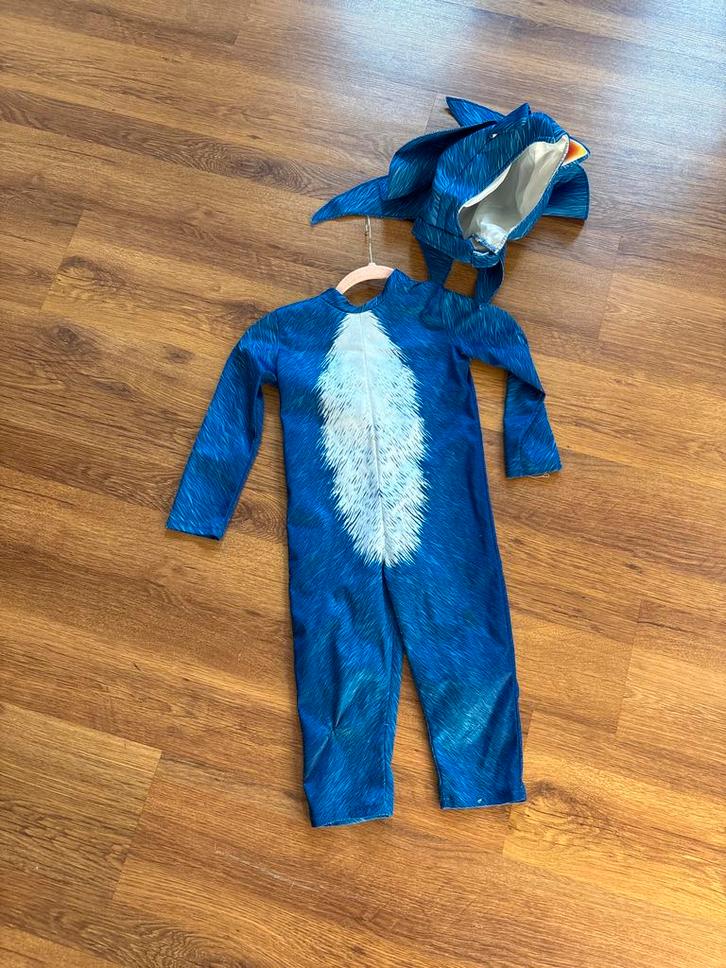 Sonic Kostuum - Maat 110/116, Kinderen en Baby's, Carnavalskleding en Verkleedspullen, Zo goed als nieuw, Jongen of Meisje, 110 t/m 116