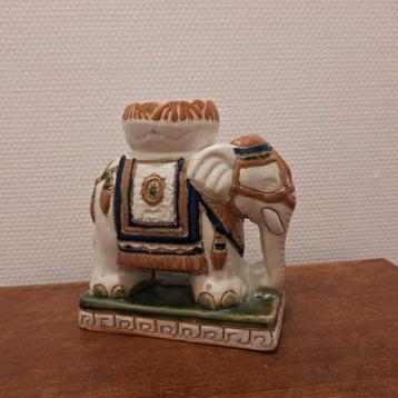 Vintage keramieken olifanten oosters beeld | 15x7x16,5 cm.
 beschikbaar voor biedingen