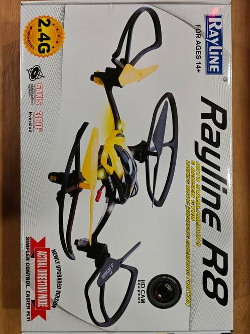 Rayline RC quadrocopter / drone R8, zwart/geel, ready 2 fly, Hobby en Vrije tijd, Modelbouw | Radiografisch | Helikopters en Quadcopters