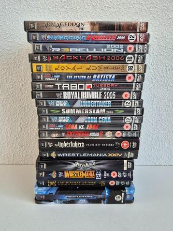 19 x WWE Wrestlemania Royal Rumble DVD Boxset Verzameling beschikbaar voor biedingen