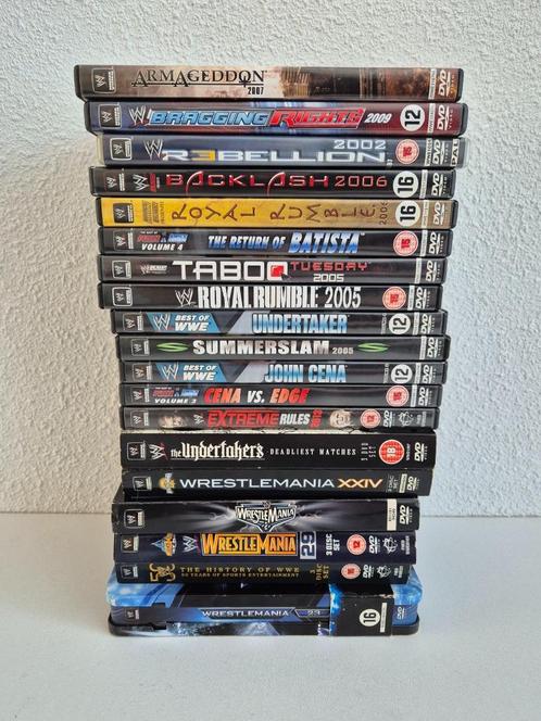 19 x WWE Wrestlemania Royal Rumble DVD Boxset Verzameling, Cd's en Dvd's, Dvd's | Sport en Fitness, Gebruikt, Boxset, Ophalen of Verzenden