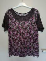 Een Roze/Paars gebloemde tuniek met zwarte ondergrond., Maat 38/40 (M), Overige kleuren, ?, Ophalen of Verzenden