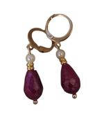 Exclusieve nieuwe bordeaux druppel met parel oorbelllen, Sieraden, Tassen en Uiterlijk, Oorbellen, Overige materialen, Hangers