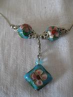 Ketting met blauwe cloisonnee kralen goede staat, Ophalen of Verzenden, Zo goed als nieuw, Blauw, Overige materialen