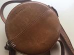 Ronde leren “Burkeley” schoudertas. 2 ritssluitingen., Ophalen of Verzenden, Zo goed als nieuw, Bruin, Overige merken