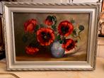 Antiek olieverf bloemen schilderij, Ophalen of Verzenden